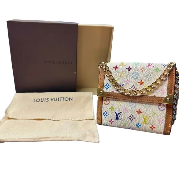 Authentic Louis Vuitton Murakami Multicolor White Leather Wallet Mini Belt Bag - Picture 10 of 16